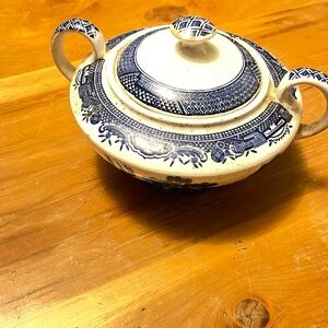 Vintage Blue and White Ceramic cream bowl